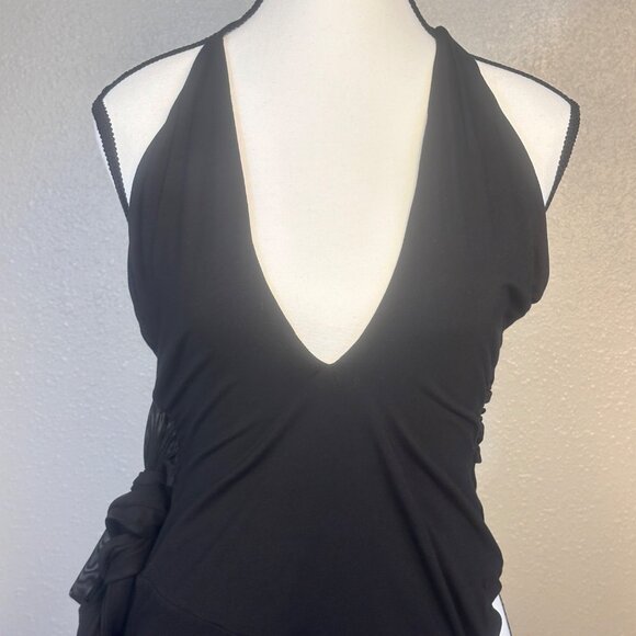 I.A.M.GIA Cecelia Black Halter Mini Dress S Side Slits Feminine Whimsy Grunge - Picture 5 of 12